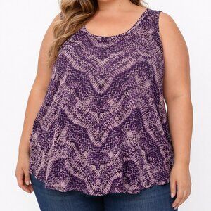 Catherines Purple & White Size 2X Blouse